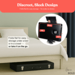 Massage milking table with glory hole shown folded for storage