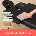 Massage table with hole for oral or kink play – adjustable height and padded support