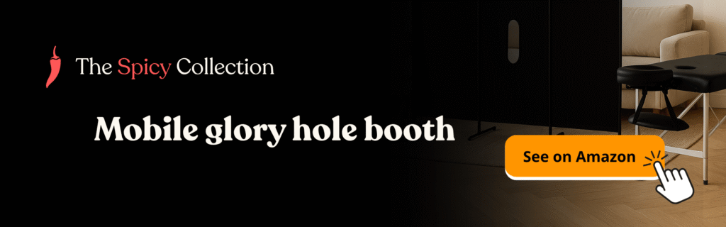 Mobile glory hole booth with buy on Amazon button