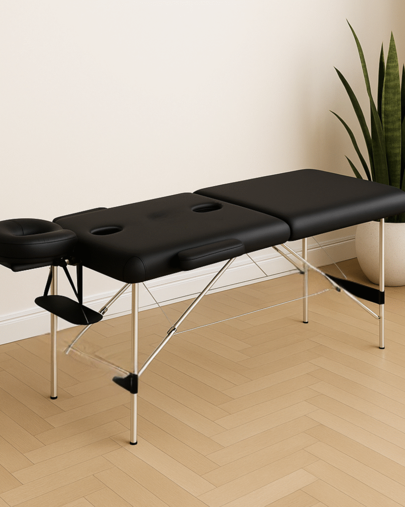 Comfortable professional massage table for relaxing therapy