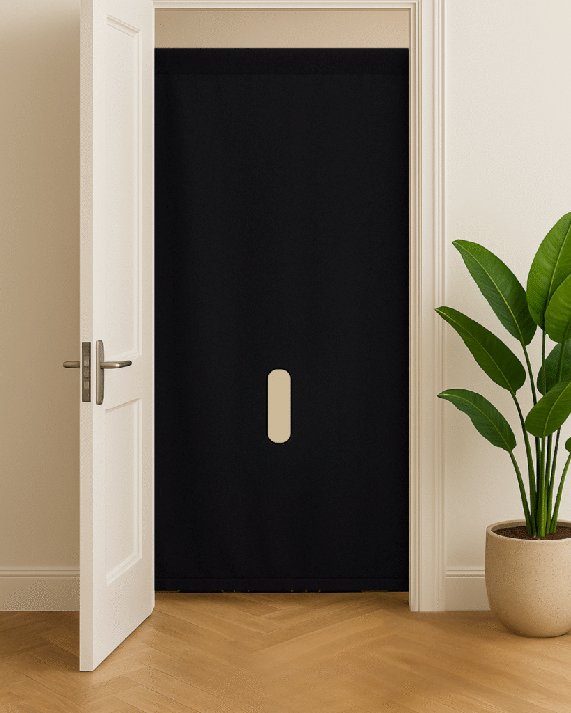 Portable glory hole wall with no-drill, renter-friendly doorway mount design.